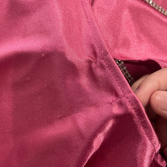 Pink Ruched Mini Dress Rhinestone Straps BarbieCore Pink Plus Size XL - Picture 2 of 3